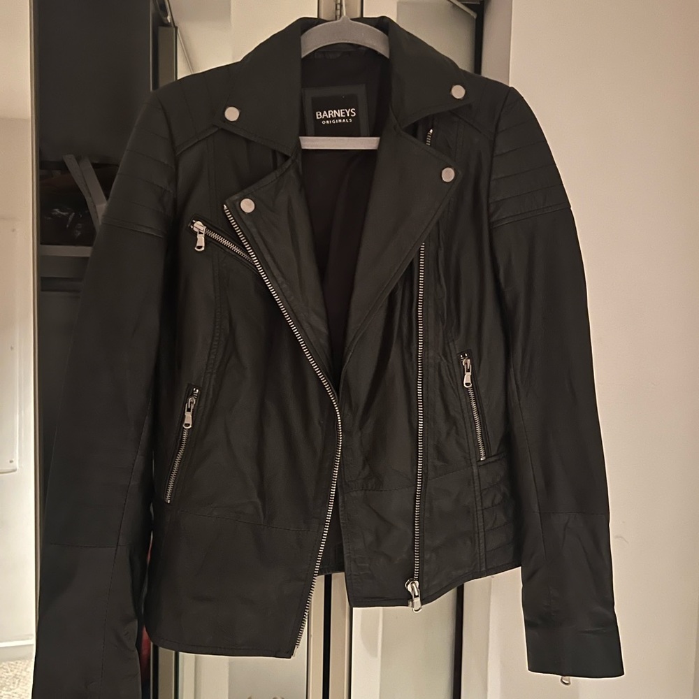Black leather jacket (Barneys Originals Talls Clara real leather jacket)